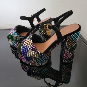 Kurt Geiger Brixton Women's Black Multi-Color Platform Heels Size 6